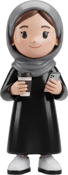 A woman with a coffee and her phone