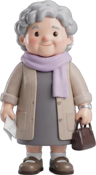 A grandmother with her handbag