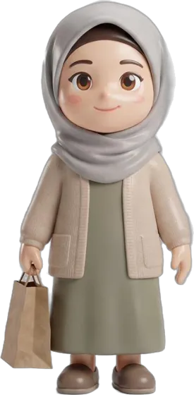 A mother with a paper shopping bag