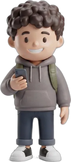 A student checking his phone